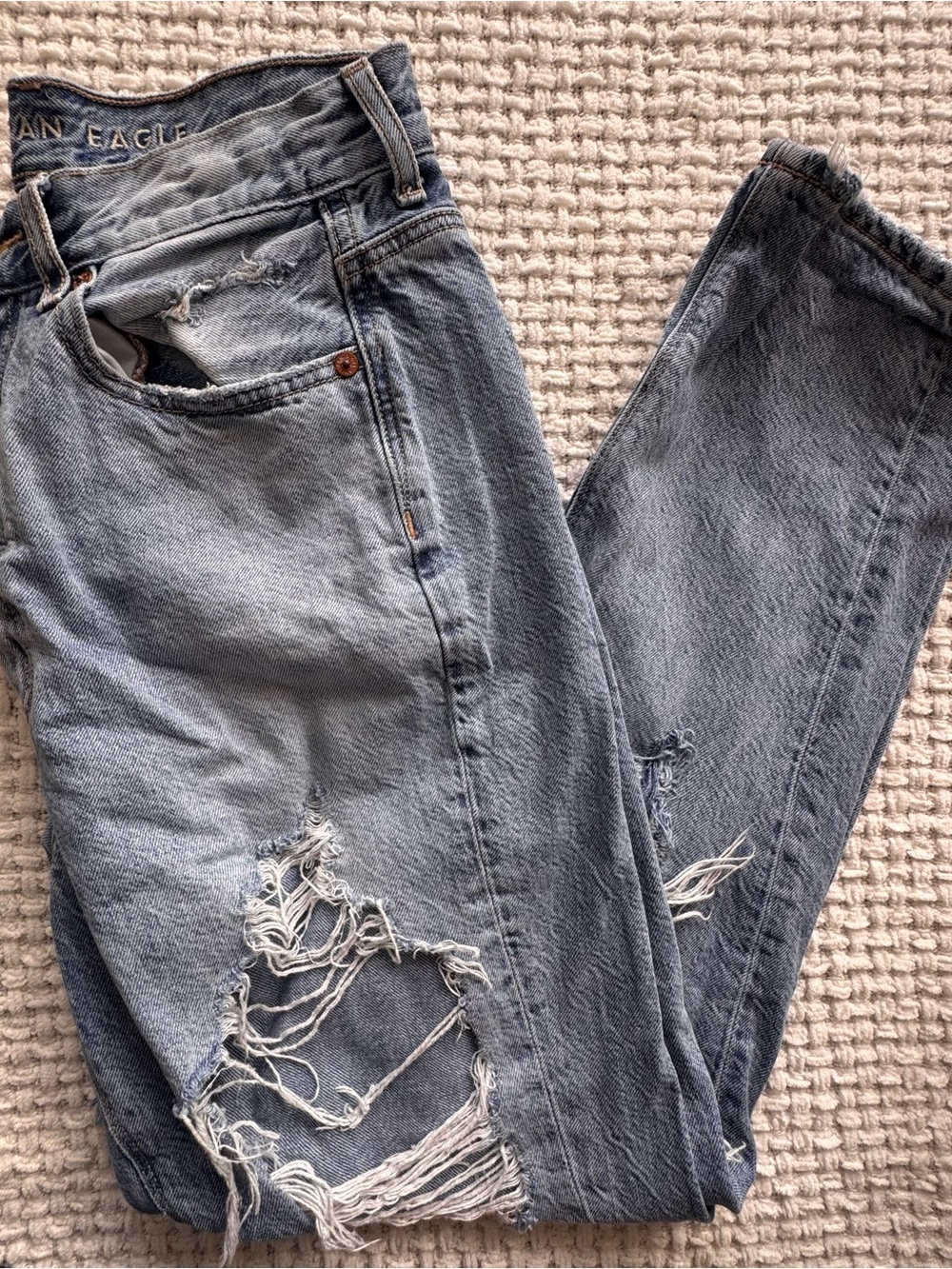American Eagle Light Blue Destroyed Jeans